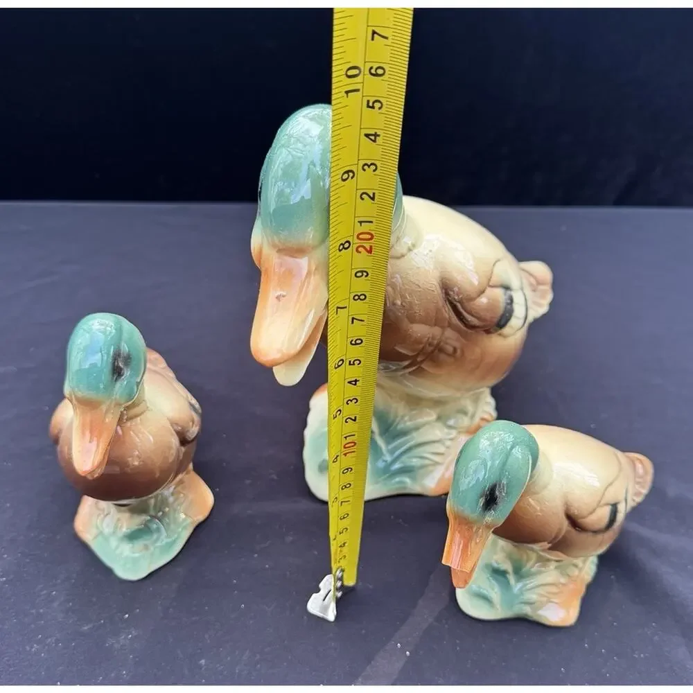 Vintage Royal Copley Windsor Mallard Duck Set of 3 Ceramic Figurine Mid Century